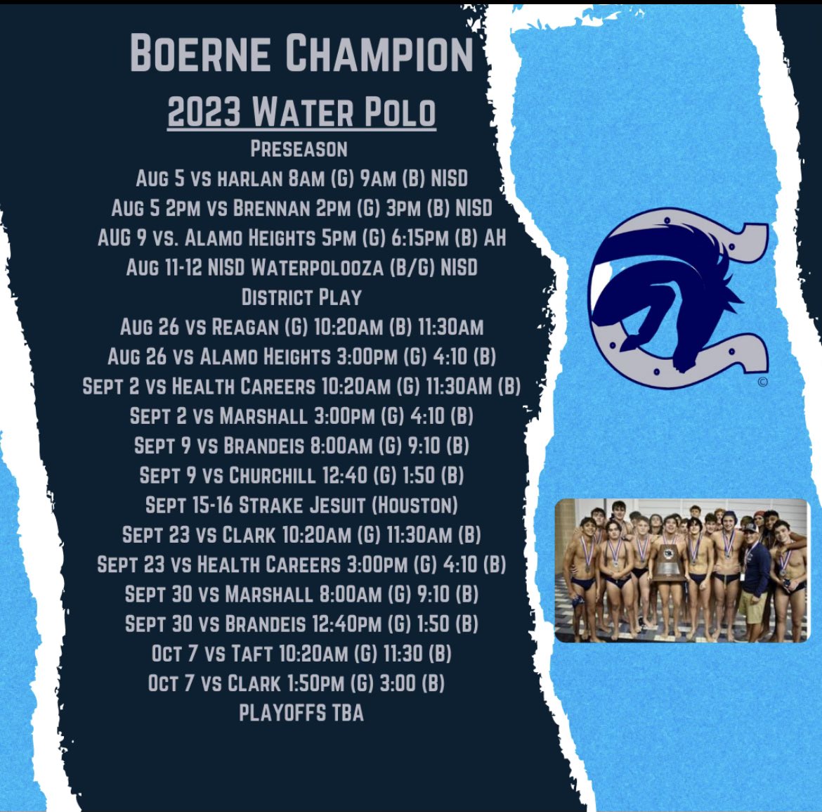 Champion Charger Aquatics on Twitter "Water Polo Schedule 20233024!!! wac LeechStan