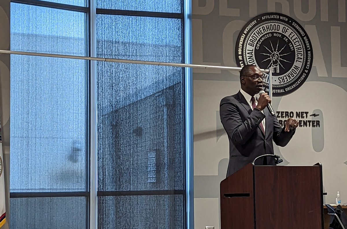 Lt. Gov. @garlin Gilchrist at the @IBEW talking about how we are going to get it done! #mihealthyclimate