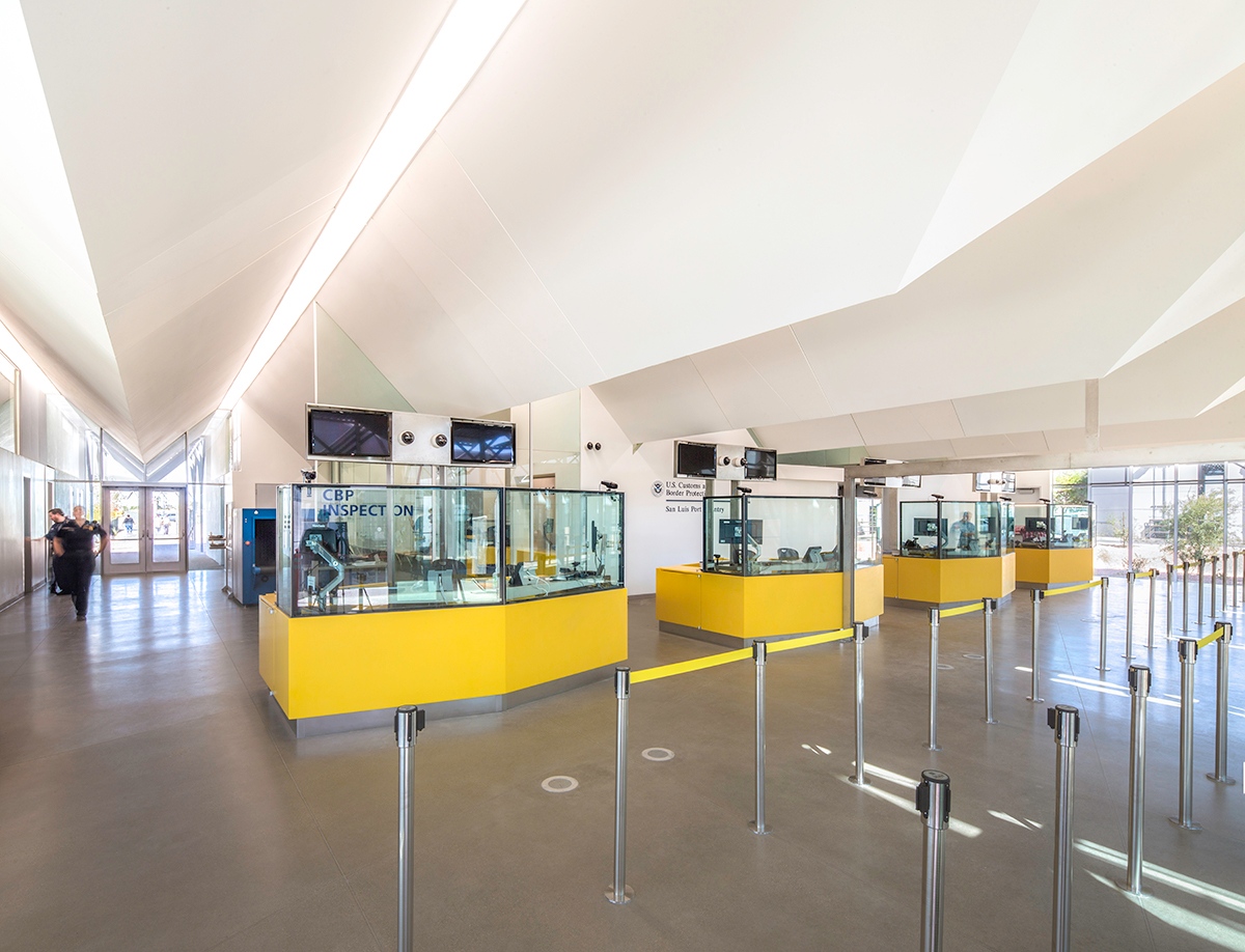 We're proud to have provided San Luis Port of Entry with Conwed's high-performance acoustical ceiling panels! The panels' sleek design adds a modern touch to the space while reducing noise levels. #Conwed #acoustics #ceilingpanels