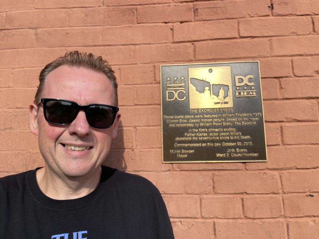 BenStevesVideo1's tweet photo. Steve is at The Exorcist stairs in Georgetown! Don’t forget that our bonus episodes on William Peter Blatty’s faith trilogy are available now. #theexorcist #theninthconfiguration #exorcistIII #filmpodcast #horrormovies #horror https://t.co/GWKRBKp3Ou