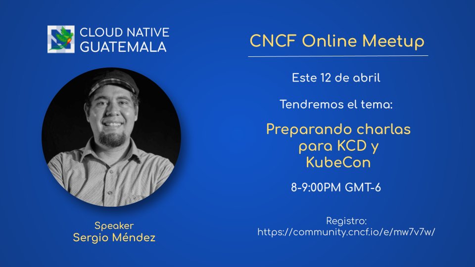 sergioarmgpl's tweet image. Mañana 12/abril 8PM hablaré sobre como preparar propuestas de charlas para #KubeCon y los #KubernetesCommunityDays, será en español, si tienes experiencia dando charlas únete y comparte tus tips en el live por chat :) Link: community.cncf.io/e/mw7v7w/ @CloudNativeFdn @cloudnativegt