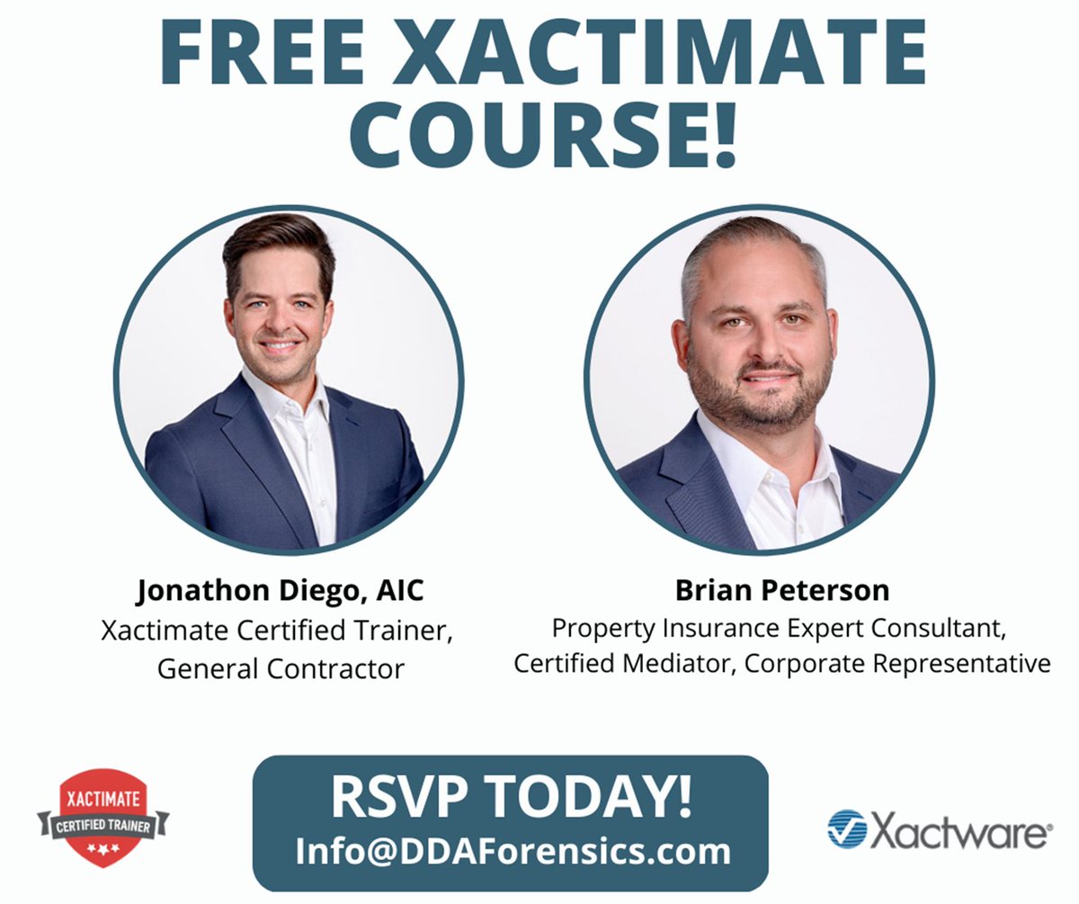 jameybennett's tweet image. DDA Forensics is now offering Xactimate courses to carriers and attorneys throughout Florida! You’re committed to advanced education, and we’re committed to providing it.
ddaforensics.com/class-xactimat… 
#xactimate #insuranceadjusters #insuranceattorney #forensicengineer #ddaforensics