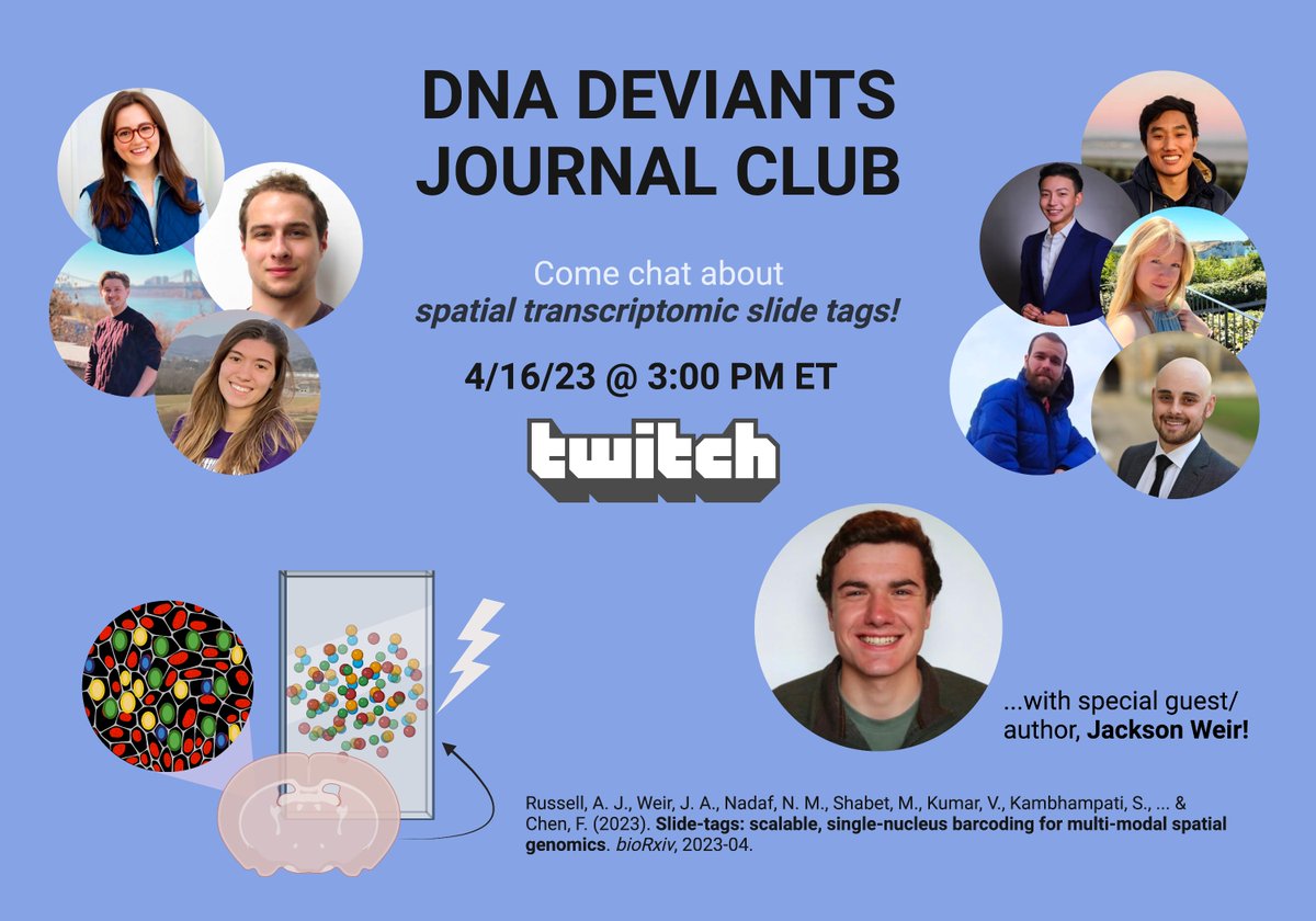 katclone's tweet photo. We're (@DnaDeviants) so excited to announce another #SynBioSunday Journal Club this upcoming Sunday at 3 PM ET led by @deng_davy with special guest/author @jacksonweir4!! 

Link to paper: https://t.co/hnnFFZzaks

Link to Twitch: https://t.co/CAuJNxOcRB https://t.co/Fobd11lvei