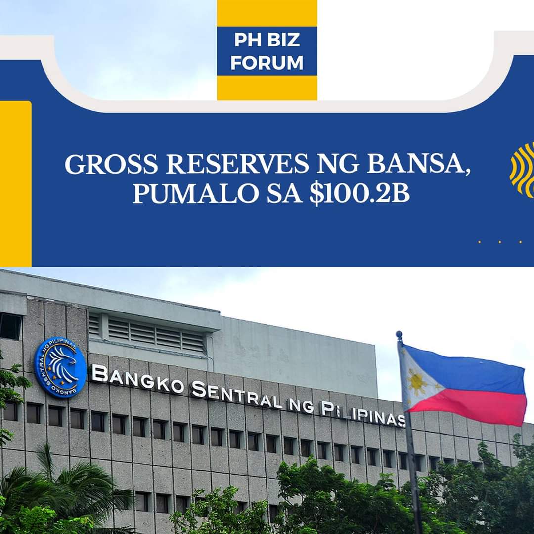 Pumalo sa $100.2 bilyon sa pagtatapos ng Marso ang gross international reserves (GIR) ng bansa.
Sa pinakahuling datos ng Bangko Sentral ng Pilipinas nitong Miyerkules, Abril 5,
Mabuhay Bansang Pilipinas❤️❤️❤️💚💚🇵🇭🇵🇭