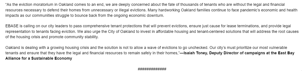 hyphy_republic's tweet photo. East Bay Alliance for Sustainable Economy @workingeastbay is another community organizing group signing on to the actions today in support of the tenant protections in the Bas/Kalb eviction moratorium rampdown https://t.co/yHBnqUZIMY