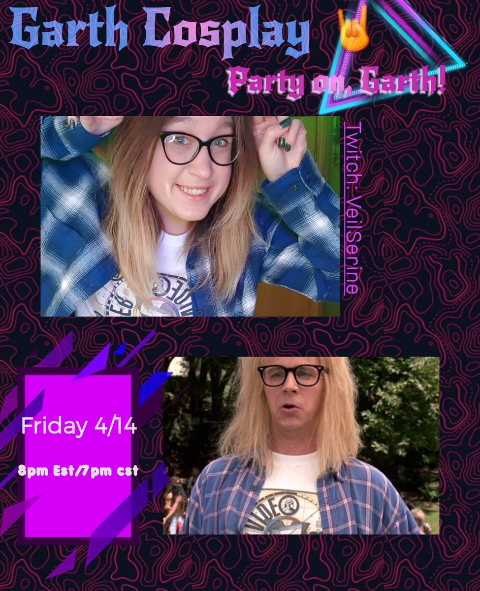 SerineVeil's tweet photo. Cosplay stream this friday!!! It's gonna be so much fun!! Tune in!!
#twitch #twitchstreamer #cosplaystream #WayneWorld #streaming #gamergirl https://t.co/6WzQNeoJMj