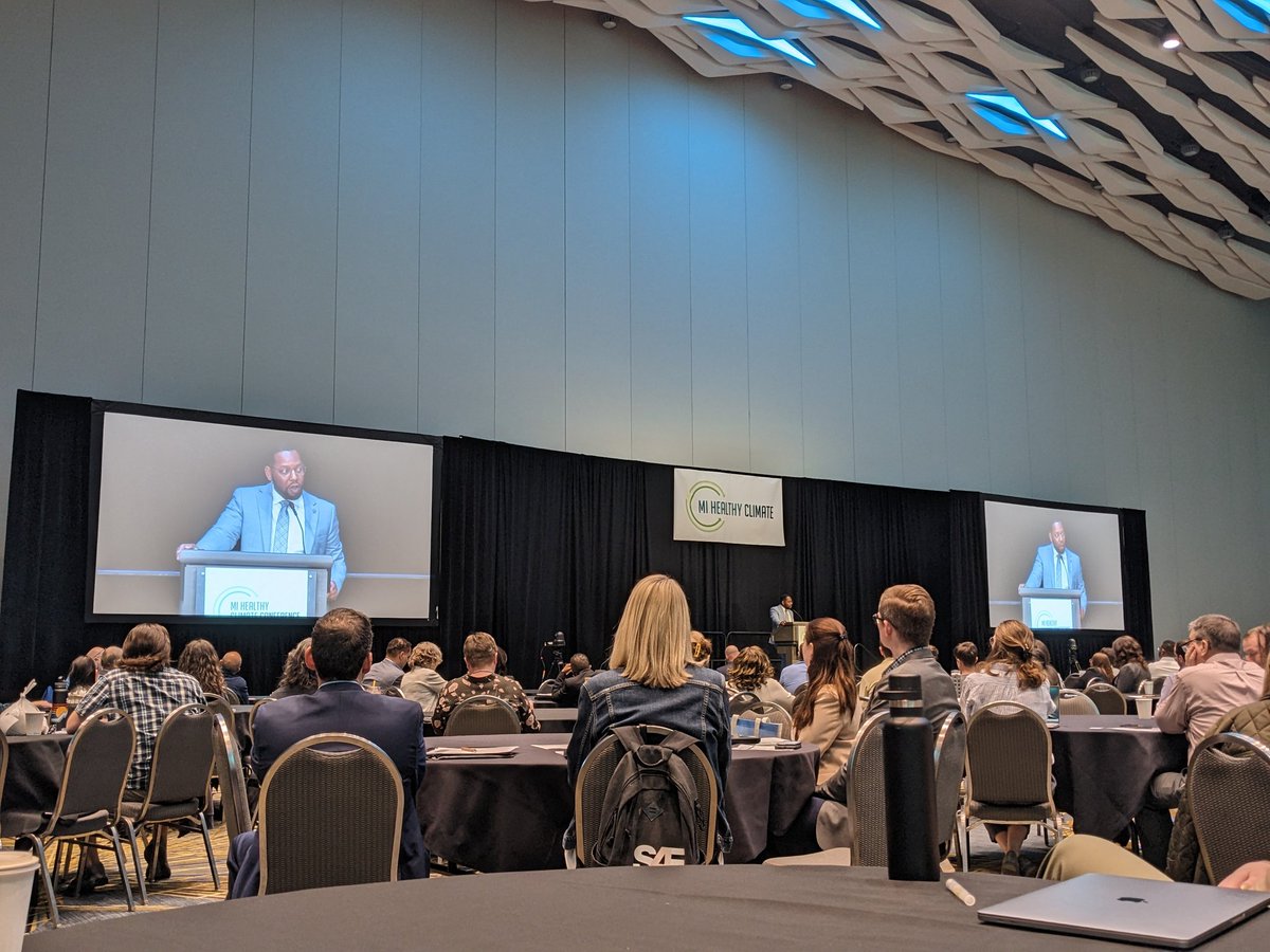 .@tgreames described his justice journey through sitting on the porch with 'Ms. Mary' which helped to shape his work and the #Mihealthyclimateplan to have a goal to limit energy burdens to 6%.  #whymichiganwillbealeaderinenvirornmentandclimatejustice  #mihealthyclimate