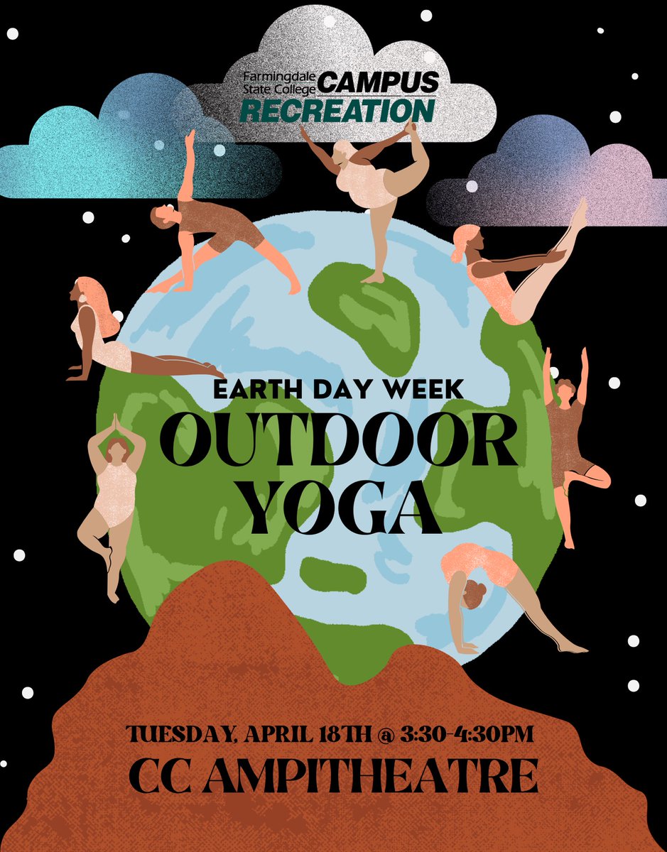 fsc_recreation's tweet photo. Get down to earth and unwind with some afternoon yoga next Tuesday as FSC celebrates Earth Week! A certified yoga instructor will be leading a one-hour class under the CC Amphitheater. Please arrive 15 minutes early, as class will begin promptly at 3:30-bring your own mat! https://t.co/q4XmhIqk4O