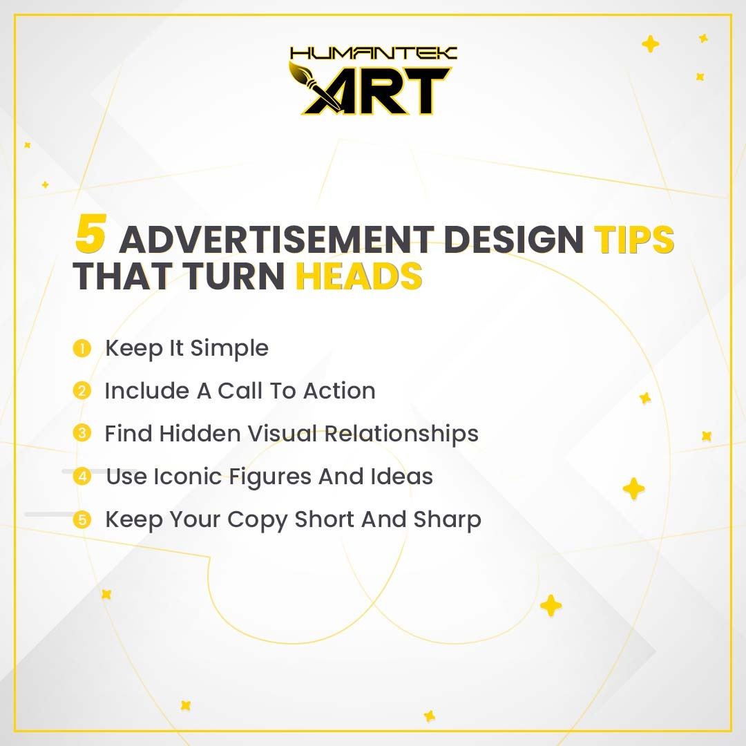 HTartbusiness's tweet image. 5 advertisement design tips that Are Sure to turn heads.

#humantekartbusiness #humantekart #AdvertisementDesign #DesignTips #GraphicDesign #CreativeTips #MarketingTips #CallToAction #VisualRelationships #IconicFigures #copywriting