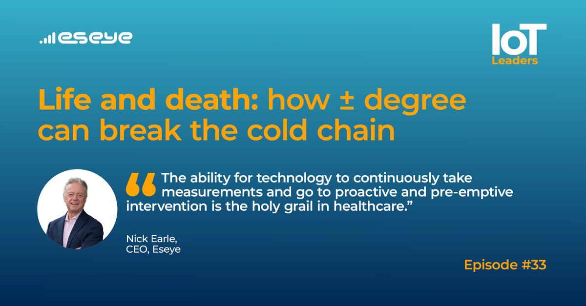 eseyeM2M's tweet image. “Continuous” is a healthcare industry buzzword for a reason. Find out how @PharmaWatch cracked continuous #EnvironmentalMonitoring with near 100% global #CellularConnectivity.

Listen now, search for &quot;IoT Leaders&quot; on your favourite podcast app. 

#IoTLeaders #IoT #ColdChain