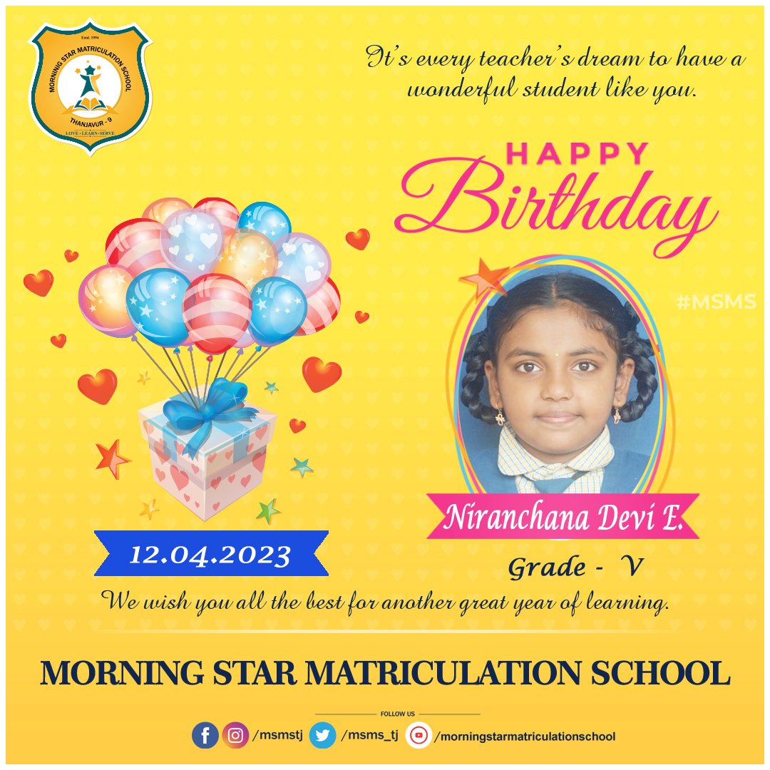 MSMS_TJ's tweet photo. You are an extraordinary student, and I am sure you will discover achievement whatever your decisions in life might be. Have an extraordinary birthday! 
Call/ WhatsApp: 7708005062
To know more visit: https://t.co/dP7ZXUDWQW https://t.co/GVRvp39afr