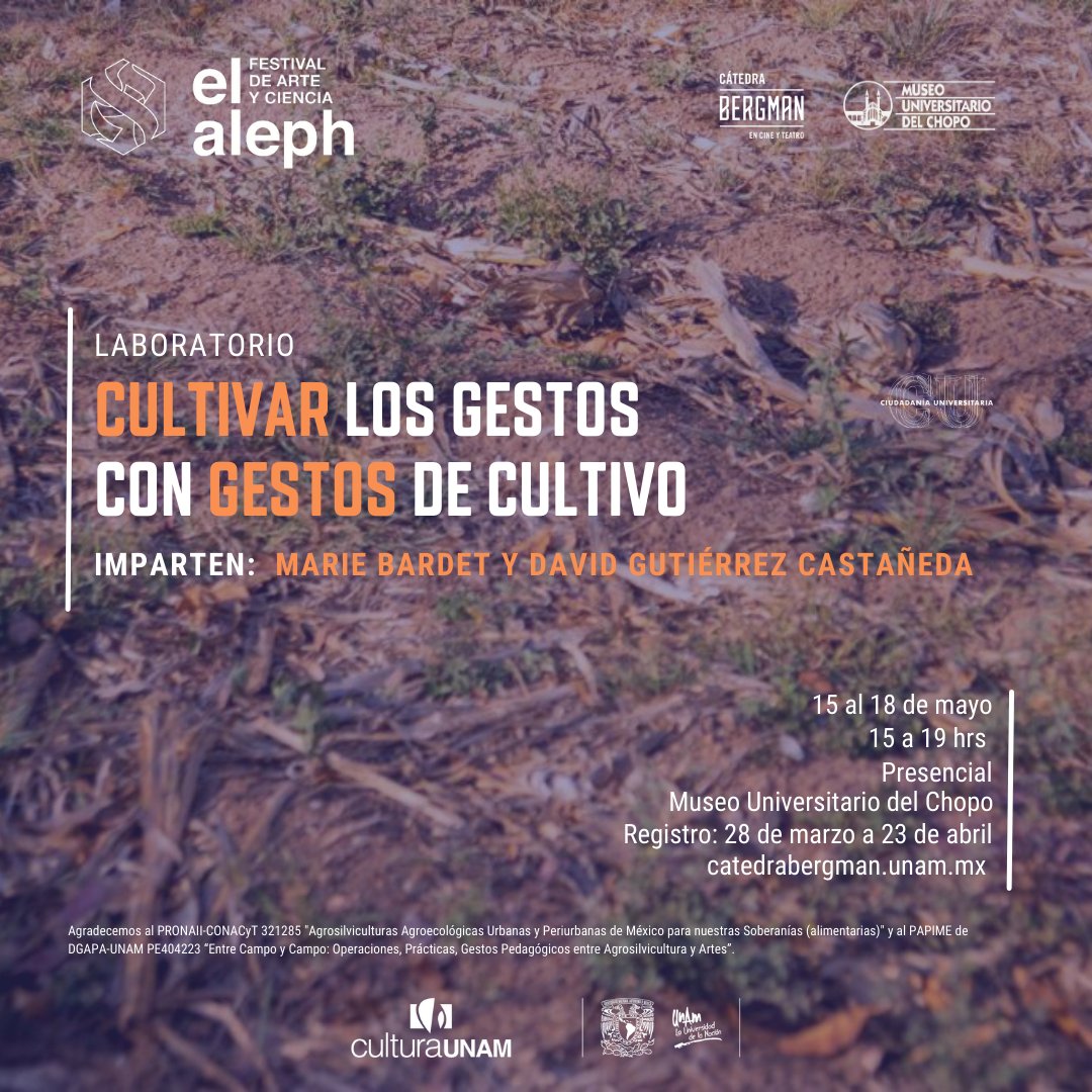 Te invitamos a explorar las relaciones entre plantas, animales, minerales, bacterias, energías y afectos con la guía de Marie Bardet y @puckdgc en el Laboratorio 𝘊𝘶𝘭𝘵𝘪𝘷𝘢𝘳 𝘭𝘰𝘴 𝘨𝘦𝘴𝘵𝘰𝘴 𝘤𝘰𝘯 𝘨𝘦𝘴𝘵𝘰𝘴 𝘥𝘦 𝘤𝘶𝘭𝘵𝘪𝘷𝘰. 

Registro: forms.gle/LsPPm9w9xPraCu…