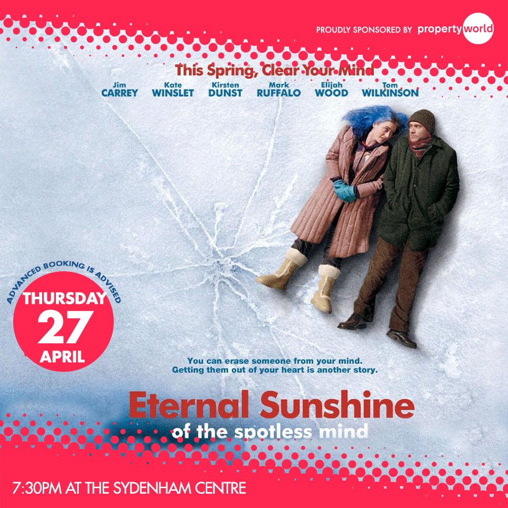 Oh, the wonder and sweet tragedy of love that refuses to go quietly into oblivion! Celebrate Spring with this beloved, quirky, part rom com, part sci fi, cult classic, on the casp of its 20th birthday! #eternalsunshineofthespotlessmind #JimCarrey #KateWinslet #SydenhamArtsFilm