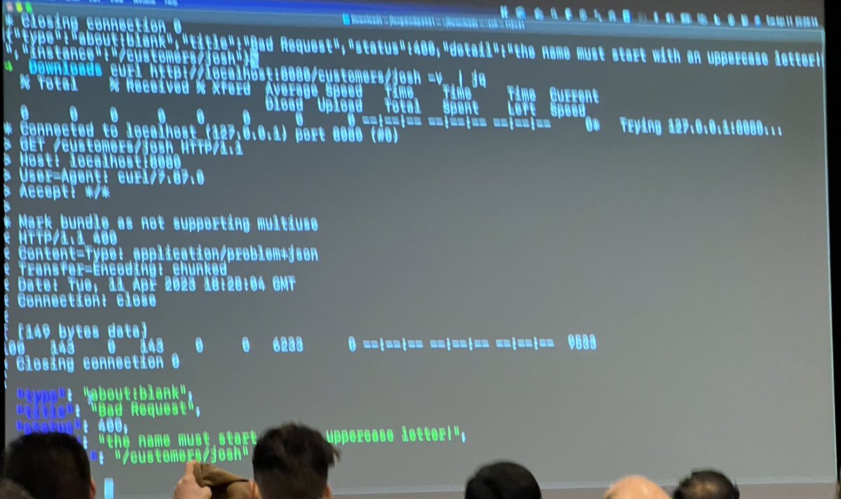 KoTurk77's tweet photo. Creating a ProblemDetail in @springboot 3.0 in your ControllerAdvice. It gives you a nice ErrorMessage back when written the ExceptionHandler by @starbuxman at the @utrechtjug https://t.co/dD87CP8tDv