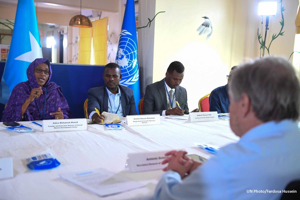 antonioguterres's tweet photo. I was deeply inspired by the vision and energy of the civil society representatives I met in Somalia today.

A safe and inclusive civic space is critical to ensuring the full participation of Somalia’s women and young people in political life. https://t.co/oEWAp2r1Ws