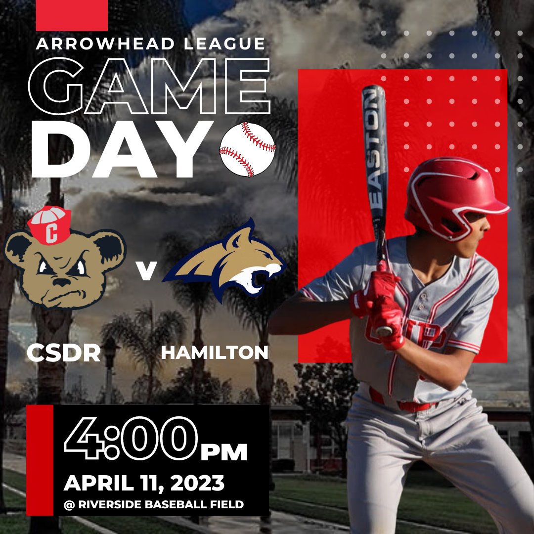 csdrathletics's tweet photo. Episode IV: A New Hope
Home game against Hamilton today! Show your incredible support!
βΎ CSDR Baseball vs Hamilton
π CSDR
β±οΈ 4:00 PM
#CSDRNation | #Baseball | #CIFSS | #ArrowheadLeague https://t.co/sBAxbcTDIu