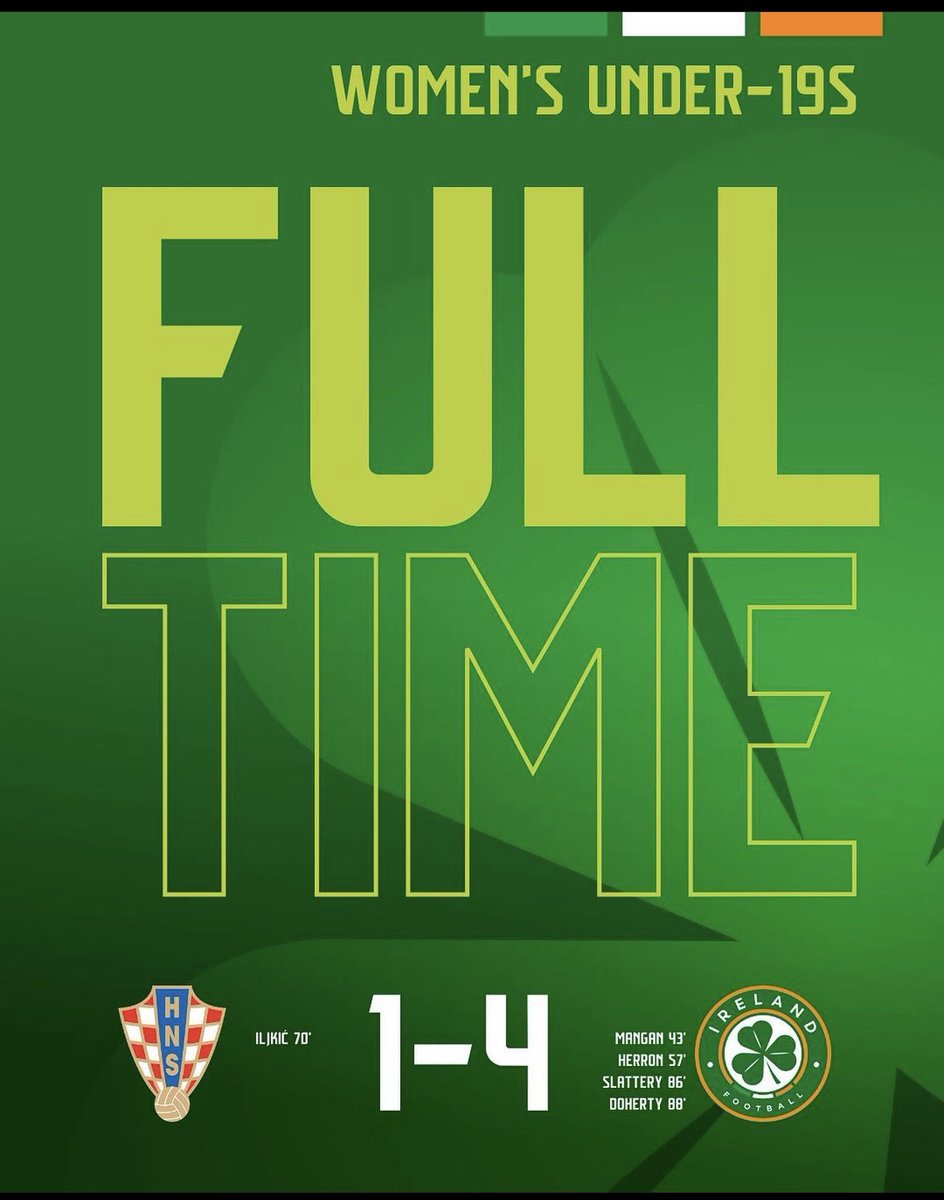 EVA MANGAN strikes again as the irlwu19 finish their round 2 qualifier in style ⚽️⚽️⚽️⚽️.

Congratulations again EVA from all in CCS 🇮🇪