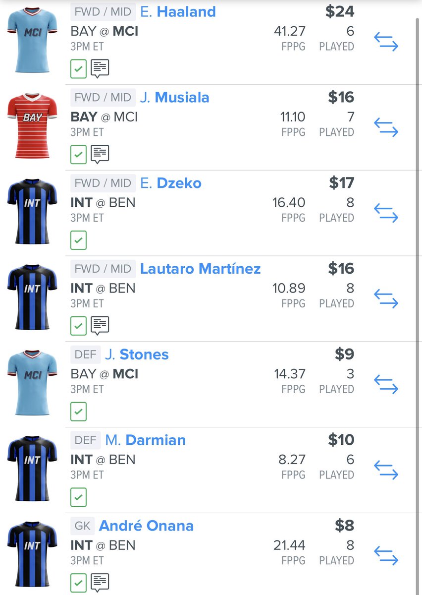 FanDuelLocks on Twitter "Here’s our lineups for todays UCL matches ⚽️