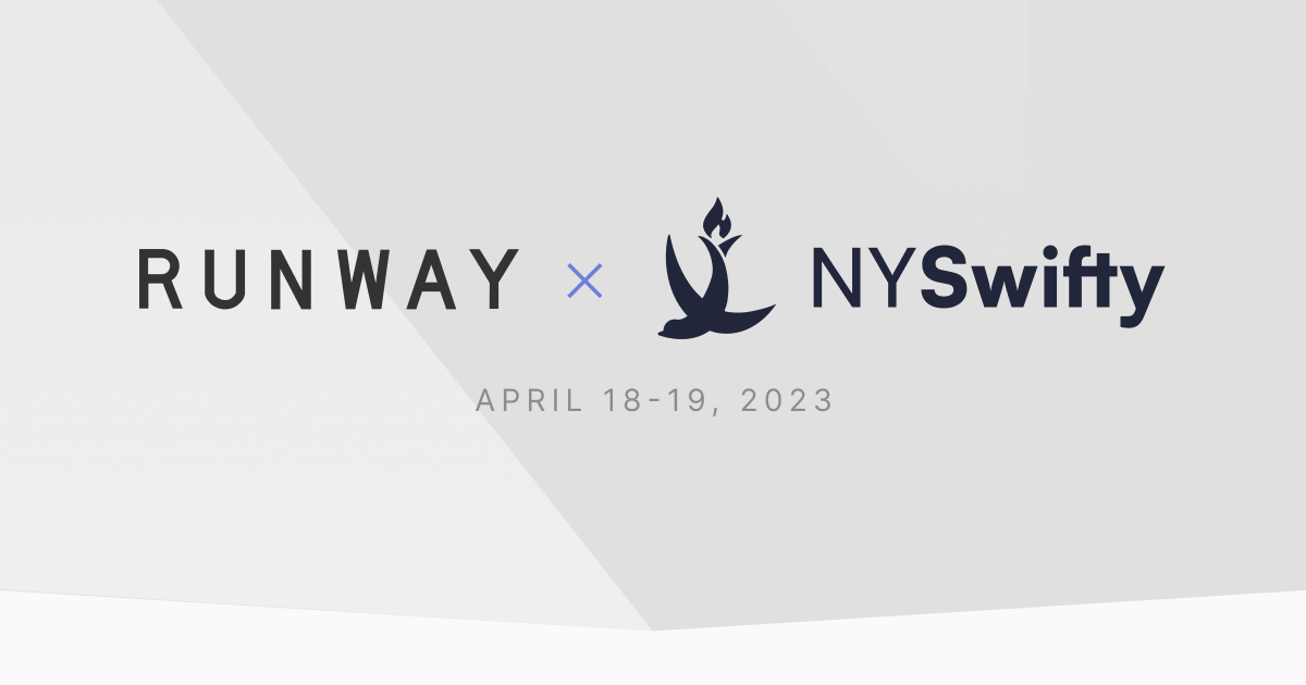 RunwayTeam's tweet photo. Hey NYC (and visitors!), see you at @nyswifty in exactly one week 🛬

Come by our table to say hi to some of the Runway team &amp; talk iOS/tooling – and keep your eyes peeled for an airplane or two 👀 https://t.co/S5jurE4taL