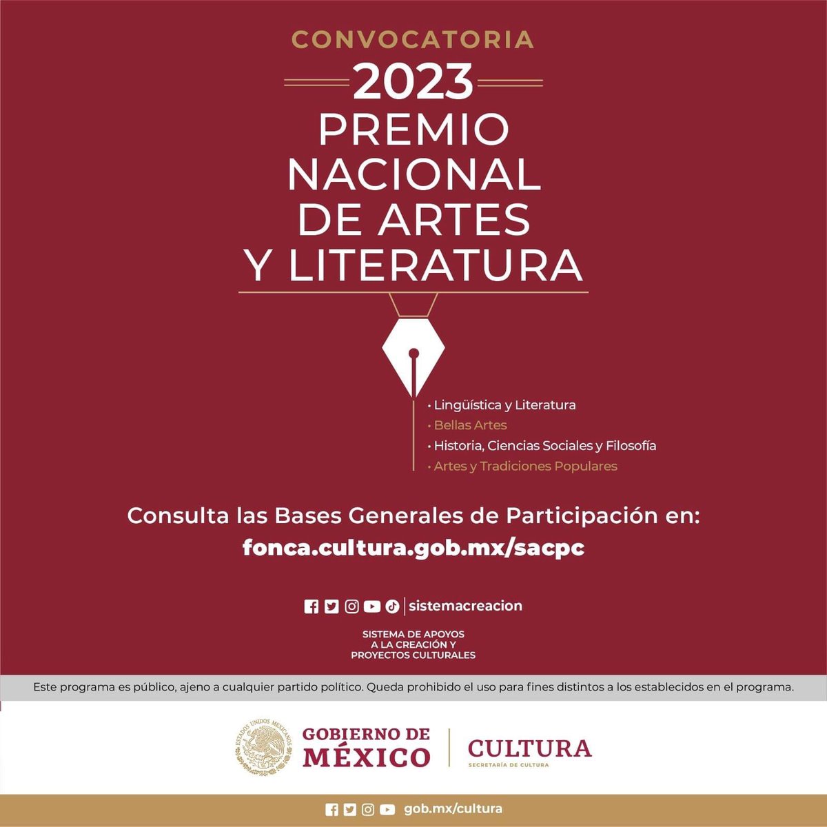 pasoligeroed's tweet photo. 📢 ¡Artistas y escritores mexicanos! 🇲🇽 Participen en el Premio Nacional de Artes y Literatura 2023, convocado por @GobiernoMX y @Cultura_MX 🏆✍️. Consulten bases y categorías en: https://t.co/kQc7sv1myR. ¡Inscríbanse ya! 💫 #ConcursosLiterarios #PasoLigero https://t.co/DF1mVou3Vo