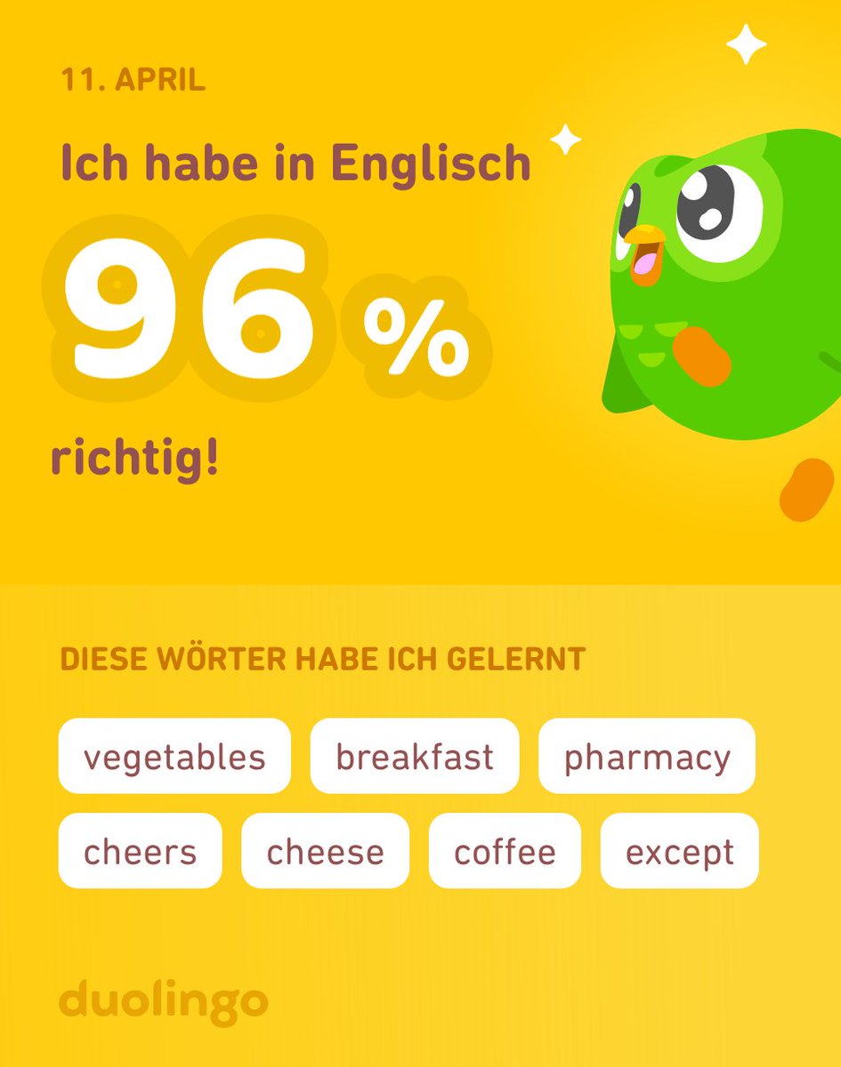 Ich lerne Englisch auf Duolingo! Es ist kostenlos, effektiv und macht Spaß.