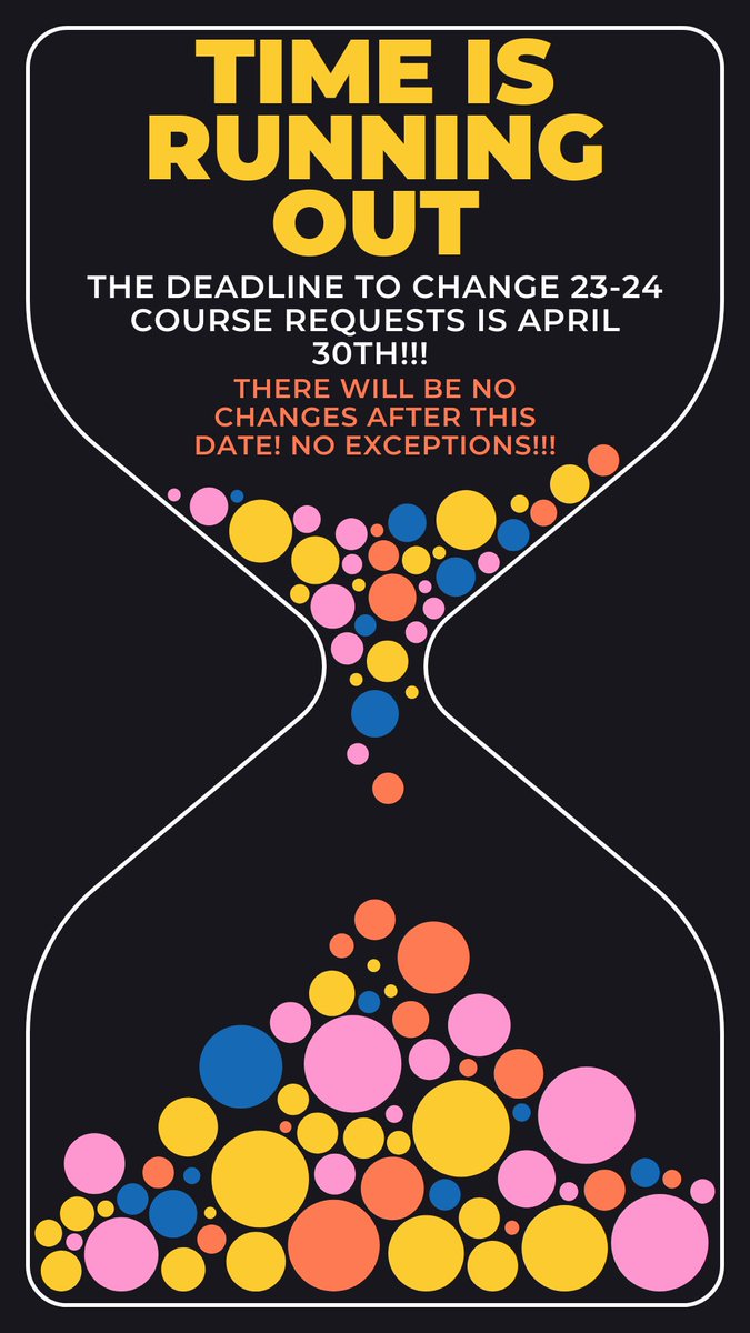 📣‼️Your student came home with their 23-24 course verifications this week. Please have these signed and turned in to the counselors by 4/14. If there are changes, cross them off and write in the change. Absolute last day for changes is 4/30 this year!!!! <a href="/cycreekhs/">Cy Creek High School</a> <a href="/CougarProd1/">Cougar Productions</a>