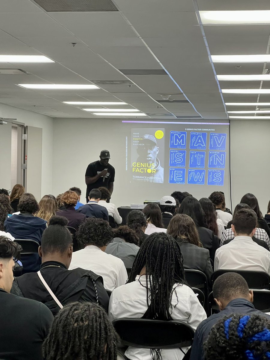 DrDonApplyrs's tweet photo. @torrancehampton leading a session titled after his book, “Genius Factor: Make Your Passion Your Paycheck” in a packed room of students at the Mega NAF Student Industry Conference. @NAFCareerAcads @NAFMiami @MDCPS #MDCPSFutureReady https://t.co/OT09V0HwJC