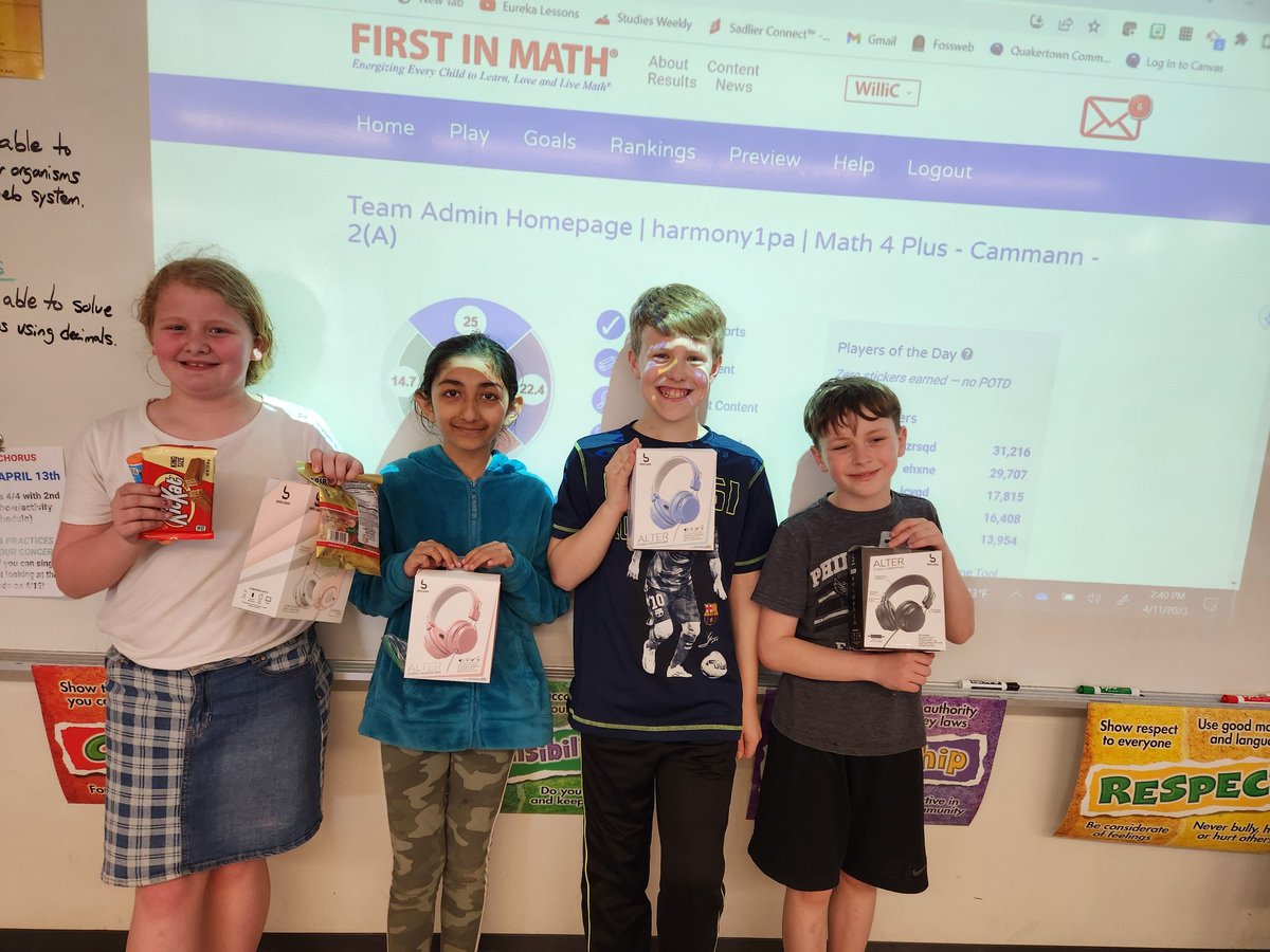 Our Math Madness competition is over. Congratulations to our final four contestants, Liam, Diya, Landon, and our Grand Champion Alyssa! #pfaffproud #QCSD #FirstinMath