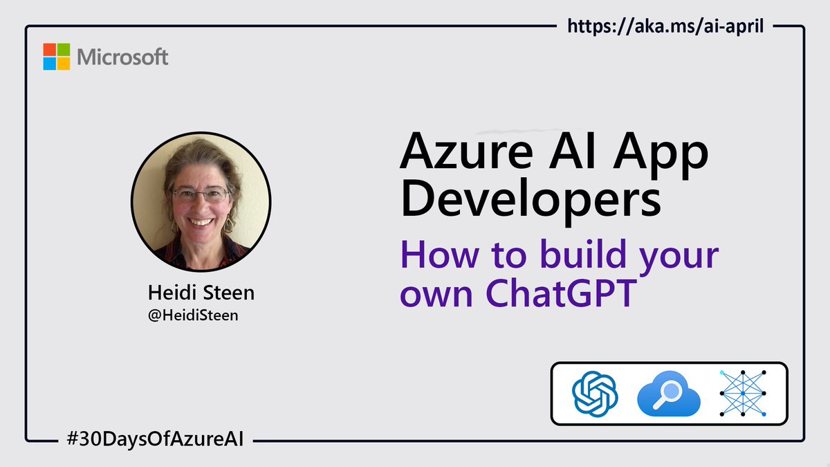 msdev's tweet image. Build your own ChatGPT using your own data for personalized responses. See how easy it is with Azure Cognitive Search and Azure OpenAI Service: msft.it/6012gy31w #30DaysOfAzureAI