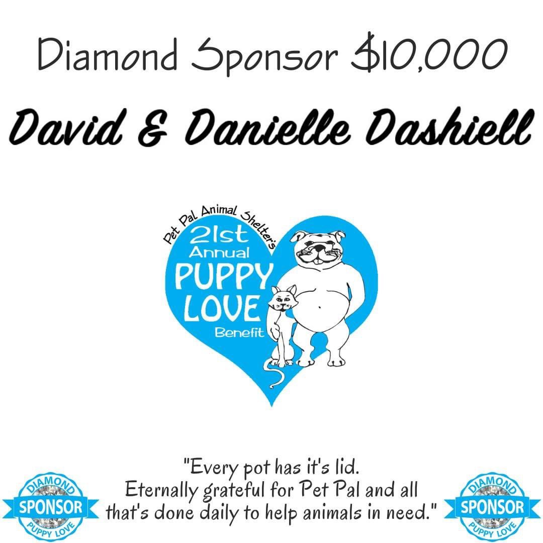 📣 THANK YOU to David &amp; Danielle Dashiell for your Puppy Love 💎Diamond💎 Sponsorship!
"Every pot has it's lid.
Eternally grateful for Pet Pal and all that's done daily to help animals in need.”
-David &amp; Danielle Dashiell 

petpalanimalshelter.com/puppylove