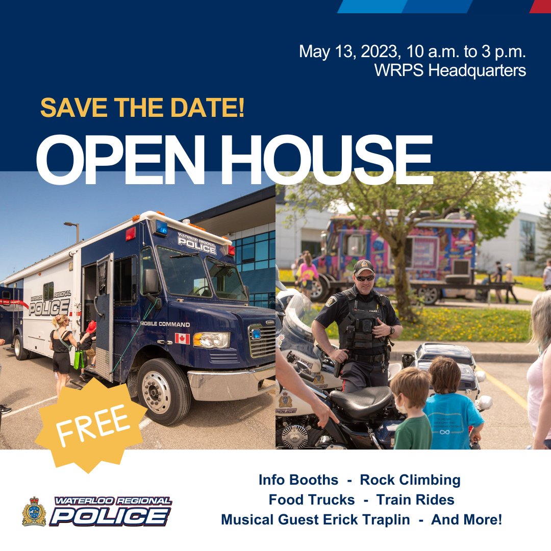 WRPSToday's tweet photo. Save the date! 

Join us at our Open House on May 13 from 10 a.m. to 3 p.m.  

Enjoy info displays, food trucks, rock climbing, a bouncy castle, train rides, police demos, and more! https://t.co/AdYCCgusOo