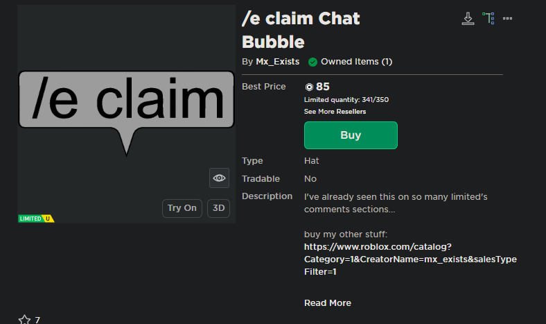 Donation Speech Bubble Roblox Item - Rolimon's