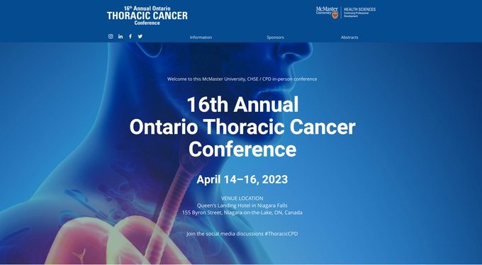 This week is the @McMasterCHSE 16th Annual Ontario Thoracic Cancer Conference. Register, view agendas, and details...
🔗 ontariothoraciccancer.ca
📍 Queens Landing, Niagara 
📅 April 14–16, 2023
#ThoracicCPD #MacCPD