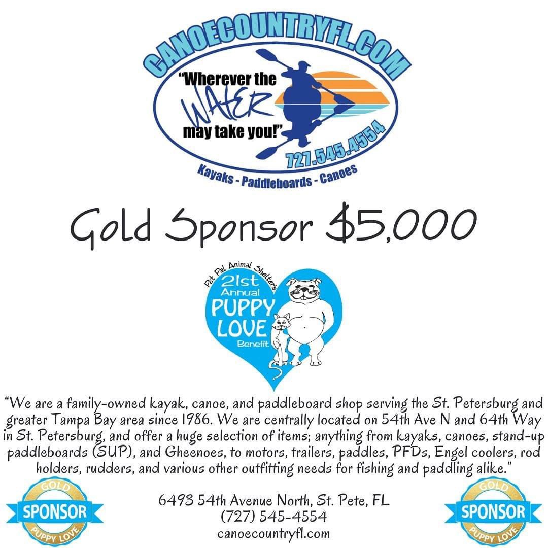 📣 THANK YOU to Canoe Country Outfitters, Inc for your Puppy Love Gold Sponsorship!

6493 54th Avenue North, St. Pete, FL
(727) 545-4554
canoecountryfl.com