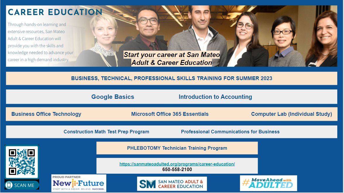 #SMAS #AdultEducationMatters #SMACE #UpSkill #leadership: keep your skill sharp; learning never ends.  For information:  sanmateoadulted.org/programs/caree…