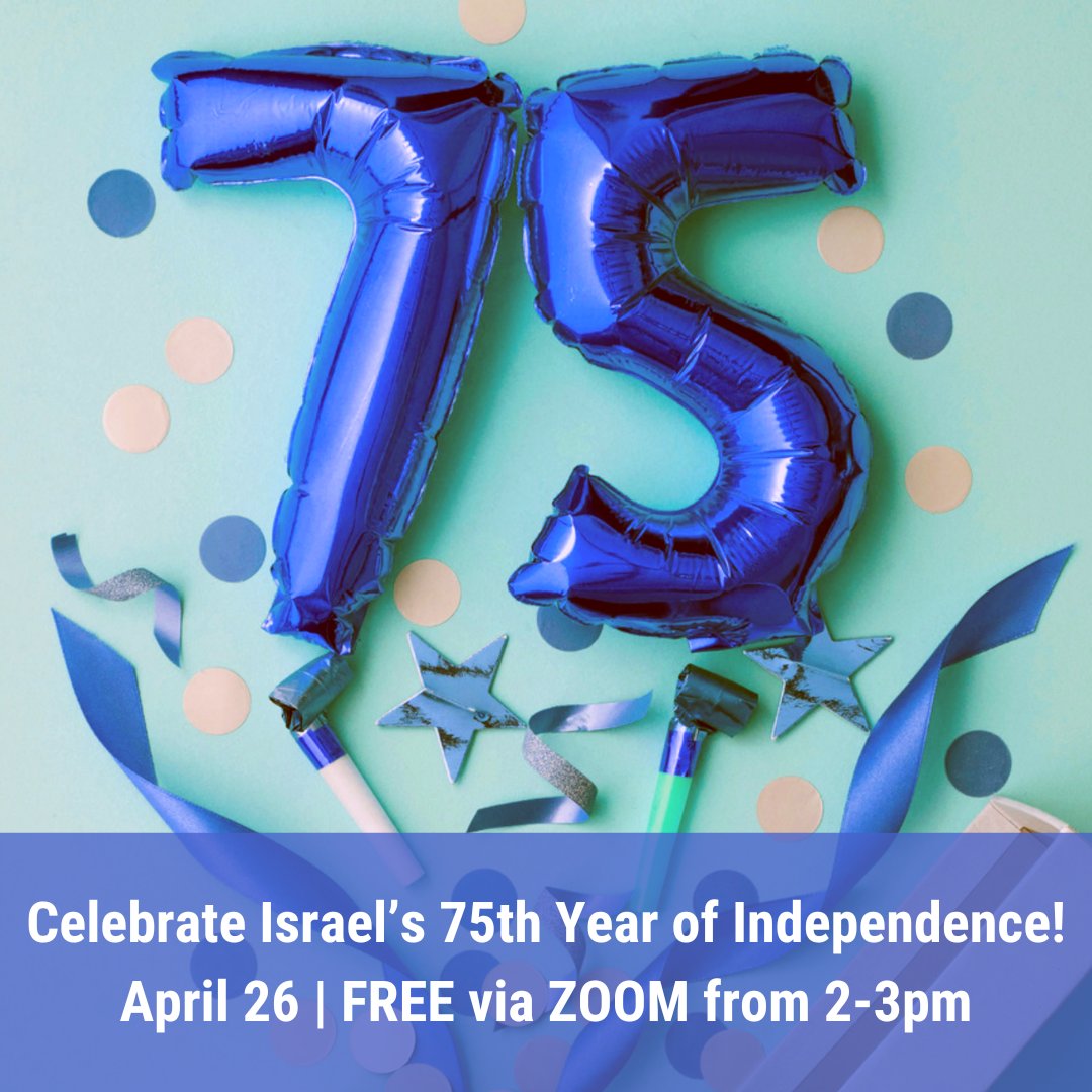You are invited to join us in for a celebration of Israel's 75th year of independence! April 26 at 2:00PM EDT,  live online featuring music from across the generations! Register here:  go to loom.ly/xZv3CQg 🎉

#yomhaatzmaut #israelindependenceday #jewishfamilyservices