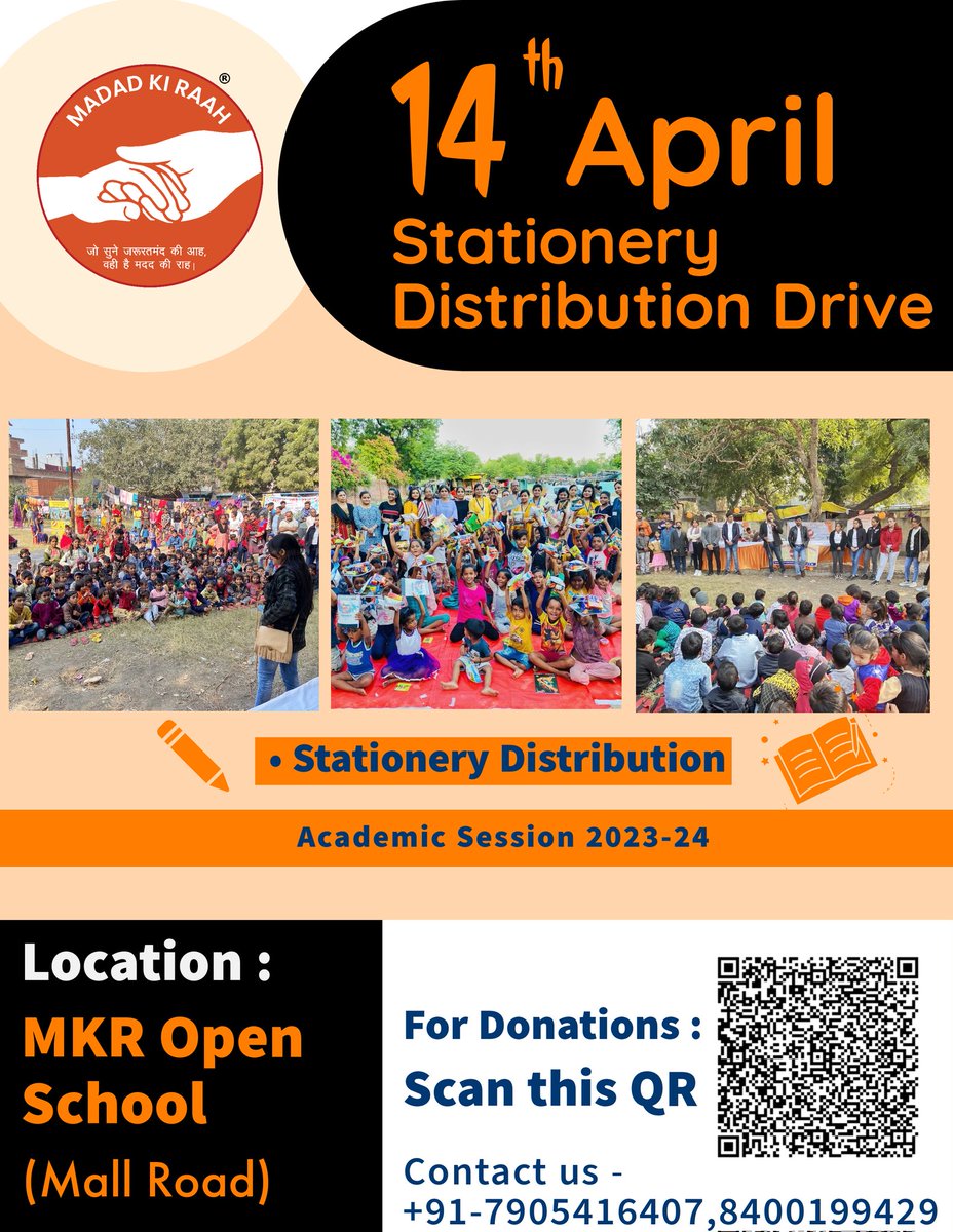 ki_madad's tweet photo. We would like to give you the opportunity to sponsor a child with Compassion and give them the tools they need to break free from poverty.

We invite you to join us in our Stationery distribution drive to be conducted on 14th April,2023 (Friday)

Timings - 10:00am -12:00pm https://t.co/9ptD2vf3Xt