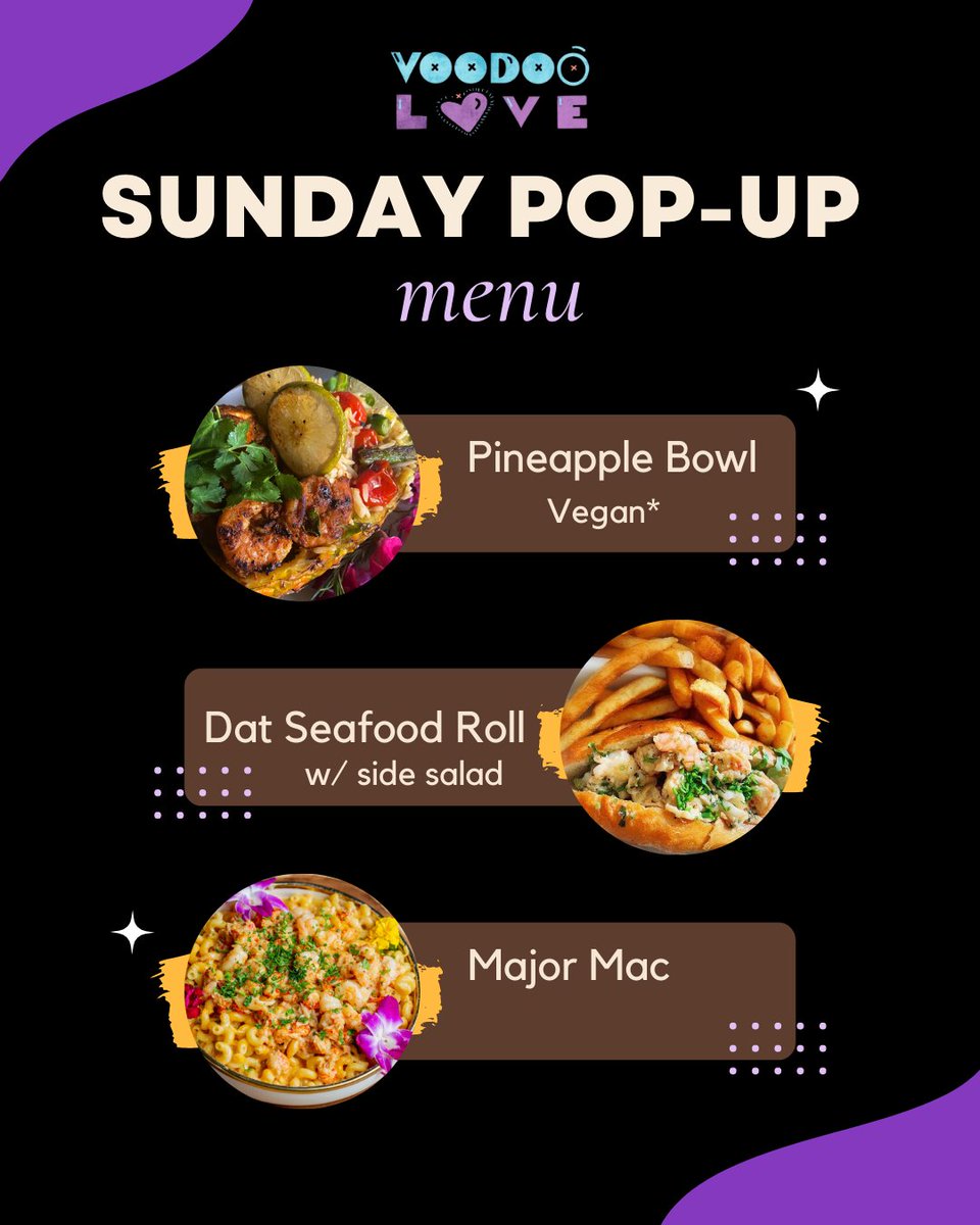 VoodooLoveSF's tweet photo. 😱 🔥 SUNDAY'S MENU for our #SmallBusinessSunday Pop-up with @mobbligated_films 🎥 Who’s gonna be there? 👀 

#voodoolovesf #creolefood #creolecooking #cajunfood #bayareatoodie #bayareafood #bayareaeats #bavareacatering #blackownedbusinesses #sanfranciscofood #sffoodie #eatersf https://t.co/MYis0hsXbJ