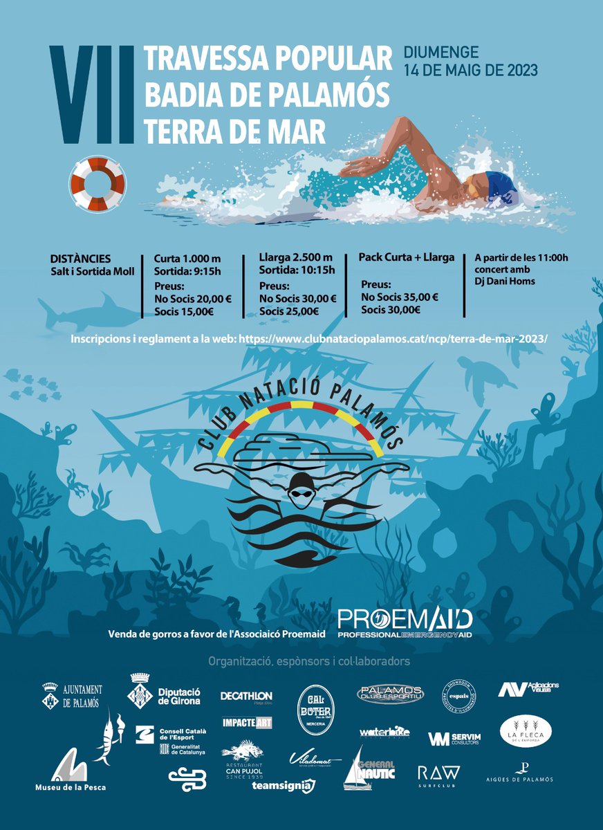 proemaid's tweet photo. Nuestros amigos del Club Natació Palamós siguen siendo un ejemplo de #Solidaridad organizando la VI TRAVESÍA POPULAR BAHÍA DE PALAMOS "TIERRA DE MAR".
La venta de gorros de natación será donada a #PROEMAID.
Anímate a participar y ayúdanos a seguir ayudando!!
Más información 👇 https://t.co/KBMUljYdlm