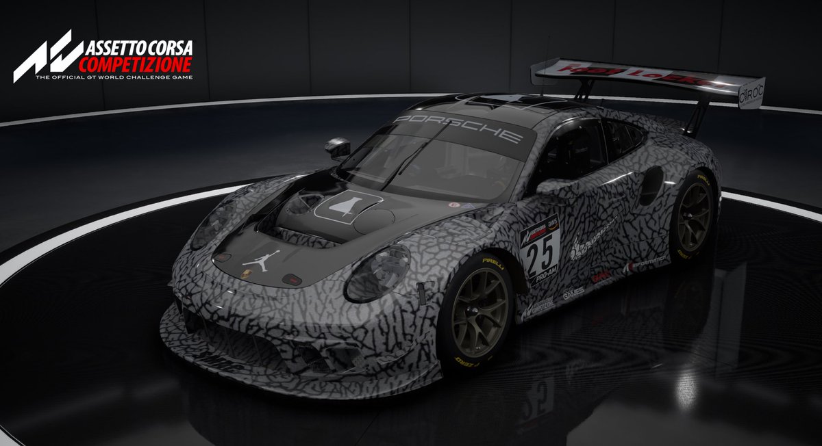 my_side_kicks's tweet photo. New custom livery for Assetto Corsa competitizione #sneakerhead #sneakerlab #jumpman #ciroc #nike #porsche #simracing #simracer #lowfuelmotorsport #lfm #acc #assettocorsa #gtworldchallenge #gt3 #porschegt3 https://t.co/eGlPDbIvYu