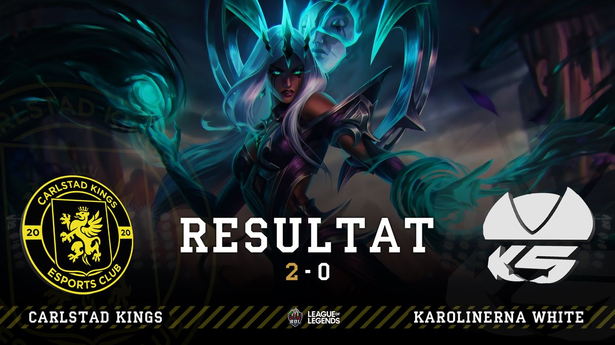 CarlstadKings's tweet photo. [@OnlineLigan]

Dubbla vinster i kvällens dubbelmöte mot @karolinerna white!
Vi placerar oss nu på en 3:e plats i tabellen med två möten kvar. 👑 #letsgocarlstad

#riotgames #leagueoflegends #league_of_legends #summonersrift #lolesport #lol #svenskesport #twitch #karlstad #esport https://t.co/kNjIkddFY4