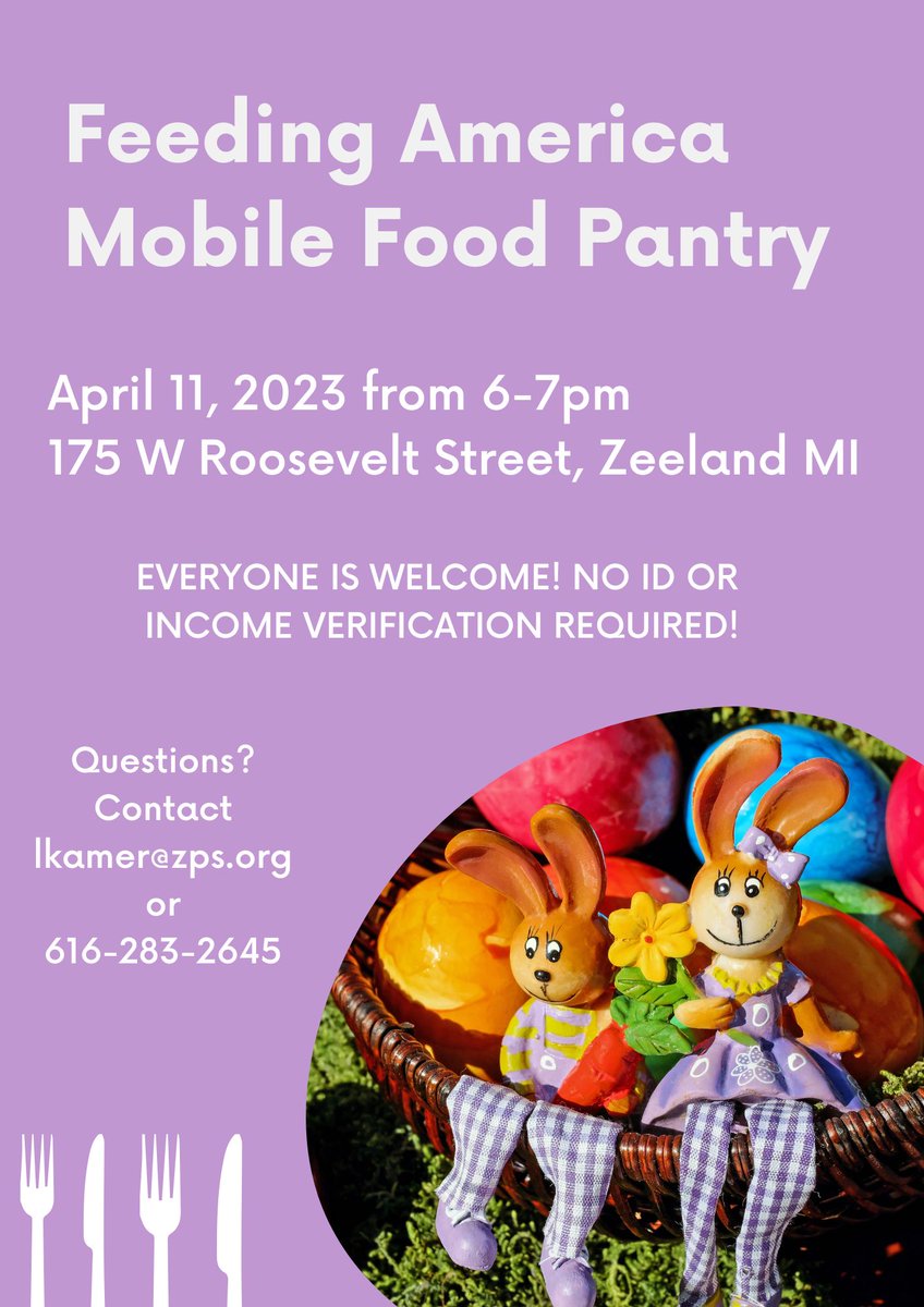 Zeeland Public Schools (@zeelandschools) on Twitter photo Tonight! Feeding America will be at 175 W. Roosevelt Street here in Zeeland. No ID or income verification is required. Email lkamer@zps.org with questions. #ZPSLearningforLife Tonight! Feeding America will be at 175 W. Roosevelt Street here in Zeeland. No ID or income verification is required. Email lkamer@zps.org with questions. #ZPSLearningforLife