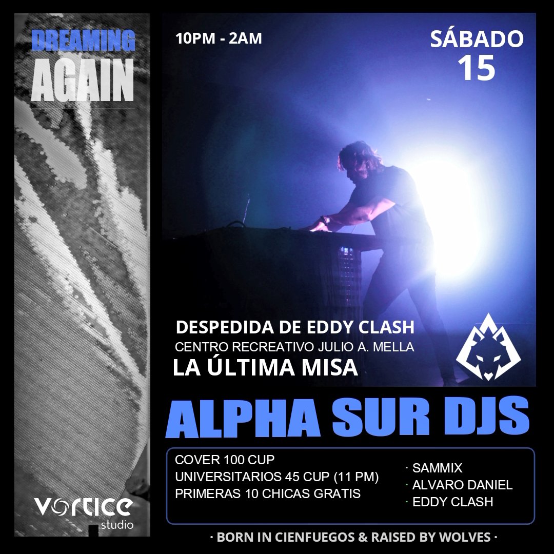 Este sábado estaremos despidiendo con mucha alegría a <a href="/EddyClash_/">Eddy Clash</a>

" El EDDY " comenzará una nueva estapa de su vida y su carrera fuera de Cuba y allí estaremos todxs para despedirlo como se merece.

Que sea un momento para recordar y también un HASTA PRONTO.
