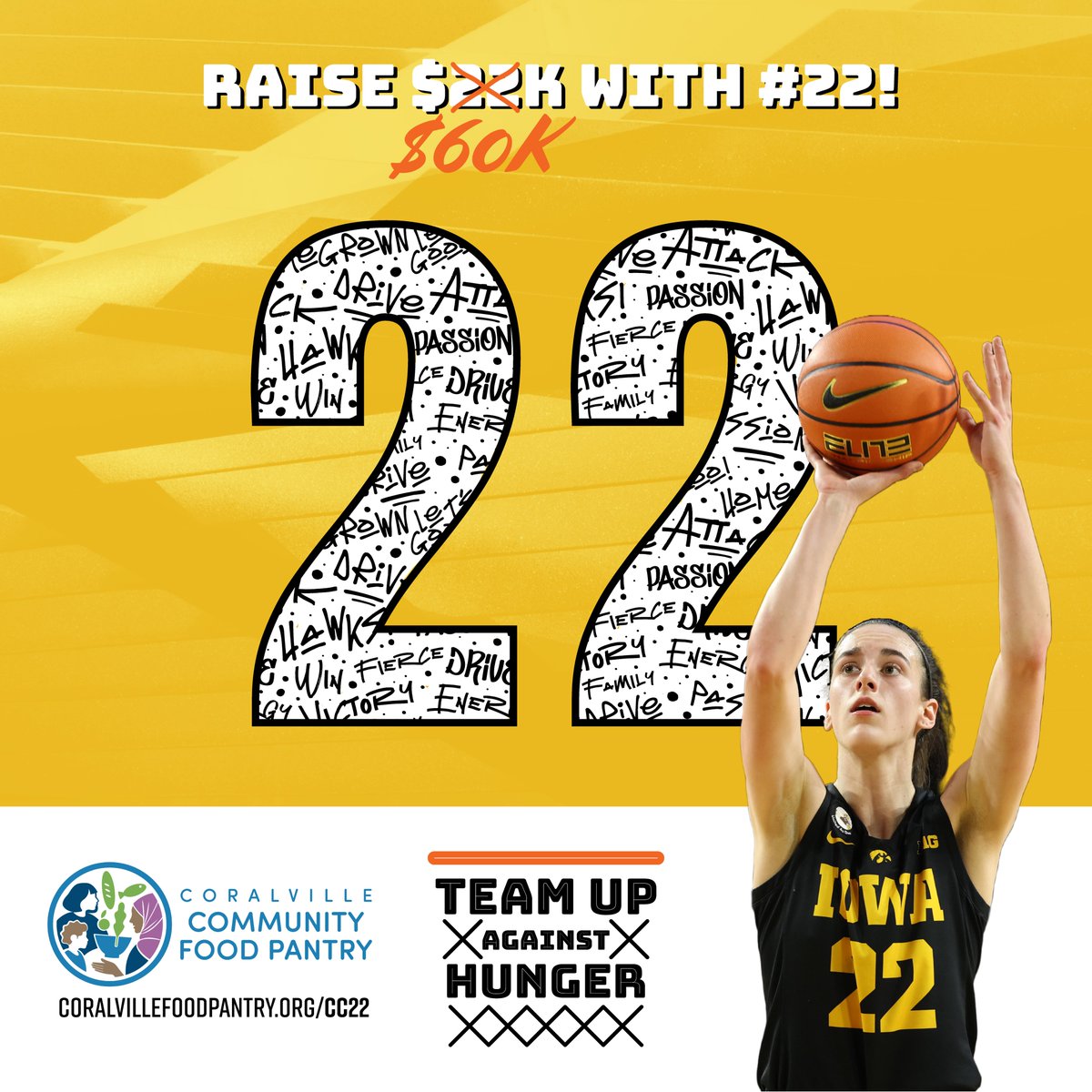 coralvillefood's tweet photo. @CaitlinClark22 fans from around the world have helped us raise more than $55k, shattering our goal of $22k! We have 11 more days to keep shooting--can we get to $60k next?

https://t.co/hCGO9Bnpm5
#CaitlinClark #iowawbb #coralville https://t.co/qcZhhsZcyG