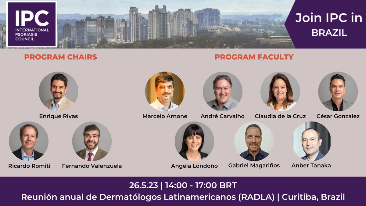 IpcPs's tweet photo. The #IPC will be in Curitiba, Brazil! Join us at RADLA 2023 as we host a live symposium with #SOLAPSO on Advances in the Management of Psoriasis.

View our agenda and register today: https://t.co/MlTxghoT42 

#IPCCommunity #IPCEvent #RADLA2023 https://t.co/oANpn7xt7h
