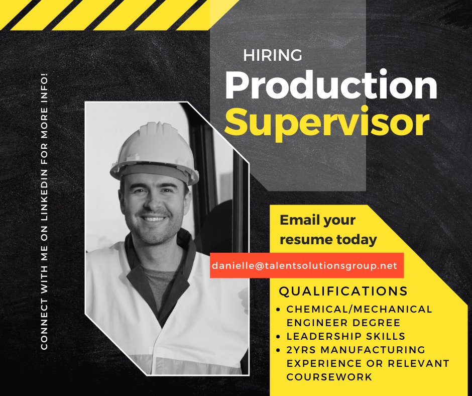 🔊 📢 Are you a recent graduate or have experience as a Supervisor? This may interest you!

👷‍♂️ Seeking for motivated individuals for a Production Supervisor opportunity, with a background in leadership and maintenance.
 
📧 Connect with me today

#GAjobs #recentgraduates