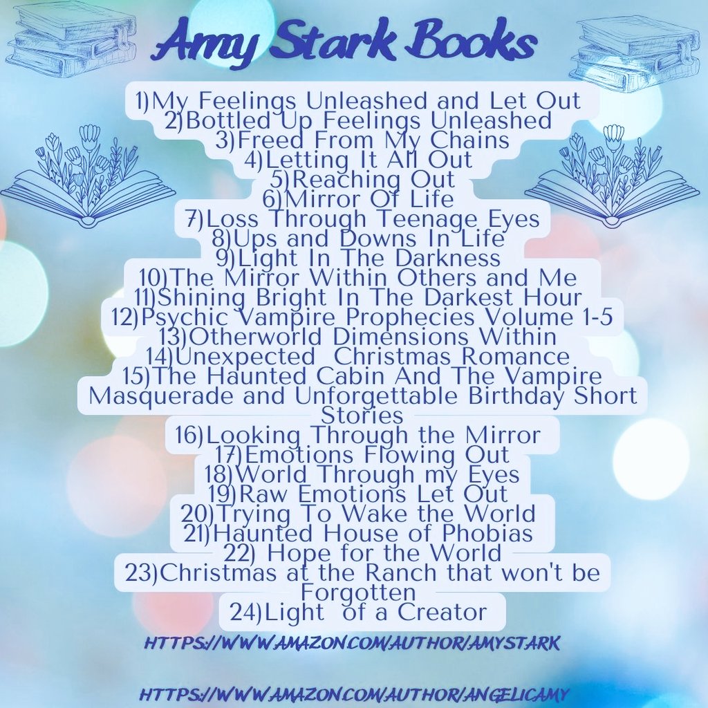 All of my books are currently  .99 cents on Kindle. Go download you a copy now.

amazon.com/author/amystark 

amazon.com/author/angelic…

#poetry #romance #shortstories #fantasy #Kindle #KindleUnlimited #readers #books #99centbooks