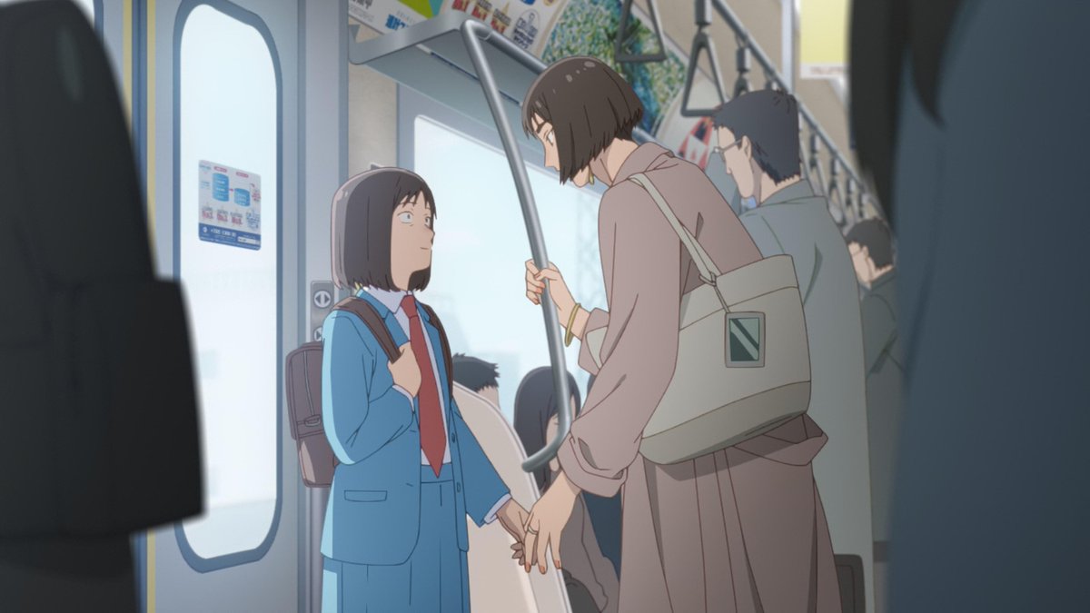 Skip and Loafer #02 borrows the gazes on Nao's secondary sex characteristics from the manga (effective enough that I'd leave out the judgemental whispers to be more elegant), but I really liked the anime's somber tones before Mitsumi pulls her back into the usual pleasant palette