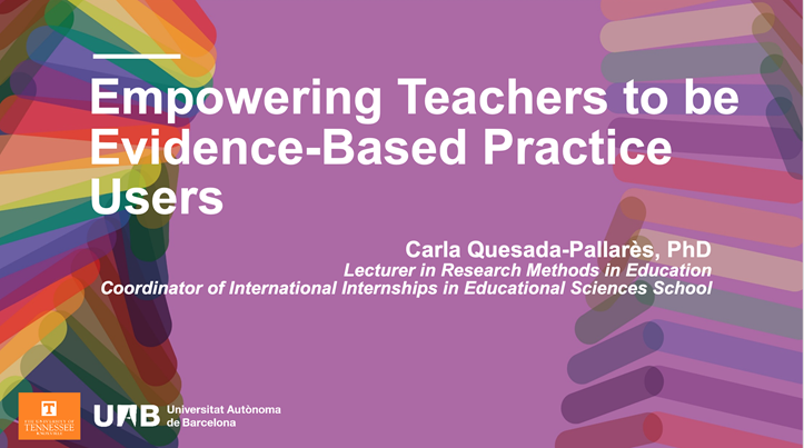 utk_cfs's tweet photo. #EmpoweringTeachers

Please Join Us Monday, April 17th, 2023 @ 4:30 pm in the Student Union 362B :Empowering Teachers to be Evidence-Based Practice Users with Dr. CARLA QUESADA PALLARÈS or virtually https://t.co/xnkX5VoBog https://t.co/cDwBBtgn2I