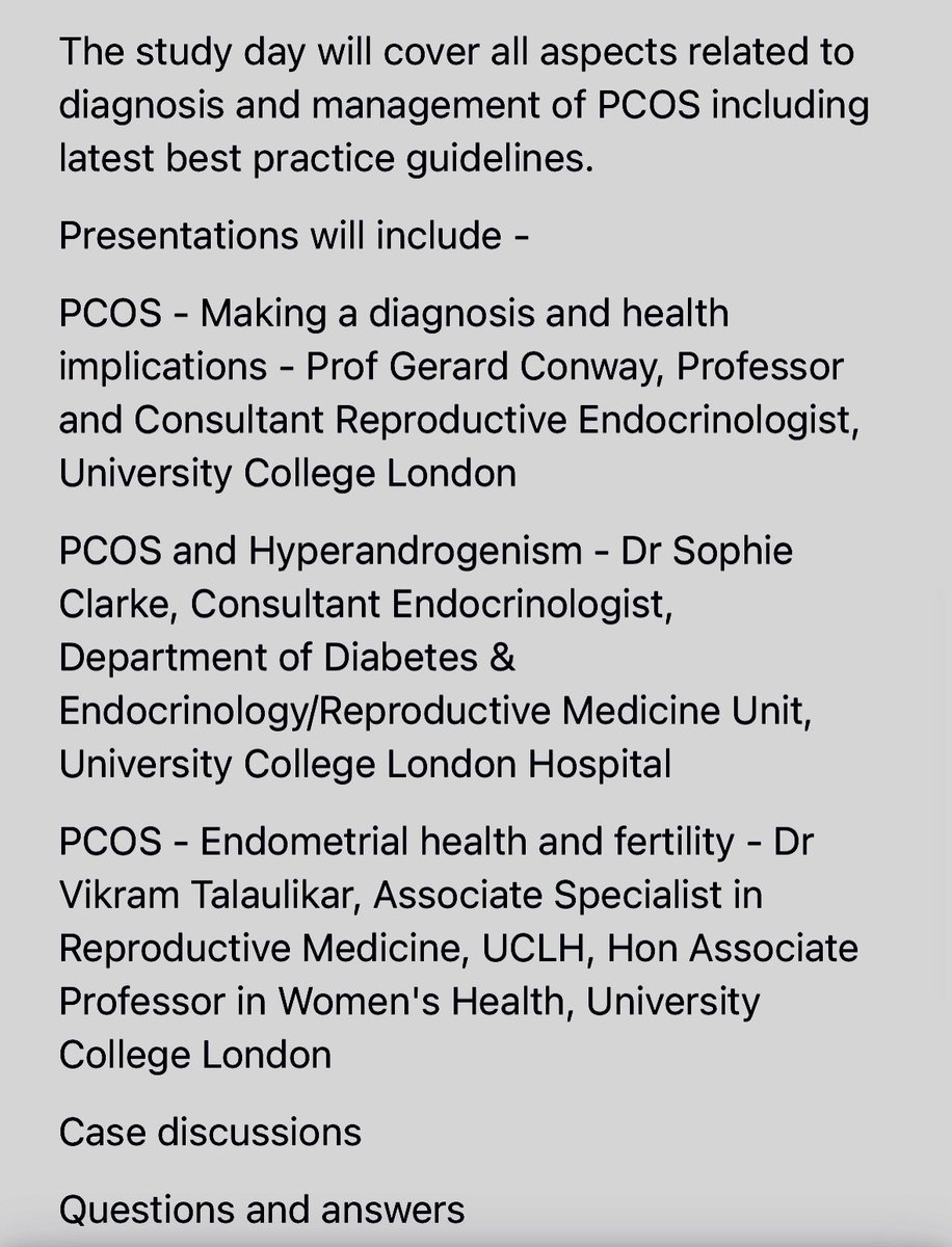 PCOS study day (online) for healthcare professionals - Our annual study day on 1/9/23 will cover all aspects related to diagnosis &amp; management of PCOS. There will be Case discussions, Q &amp; As. Register on eventbrite.co.uk or click
eventbrite.co.uk/e/pcos-study-d…